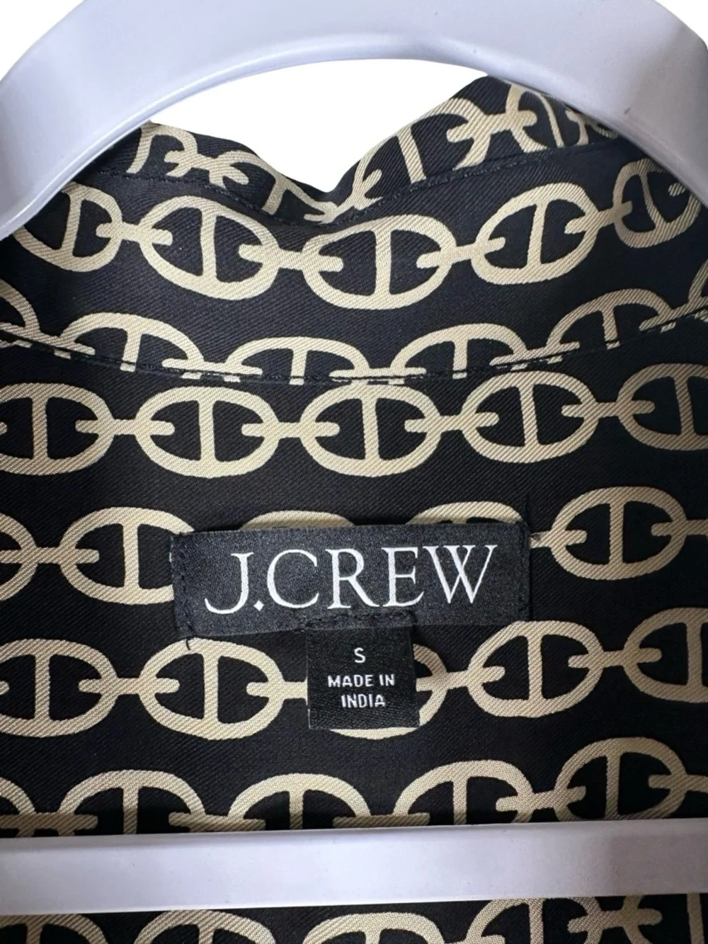 J. Crew Black Gold Chain Print Viscose Twill Button Up Shirt Women’s Size Small